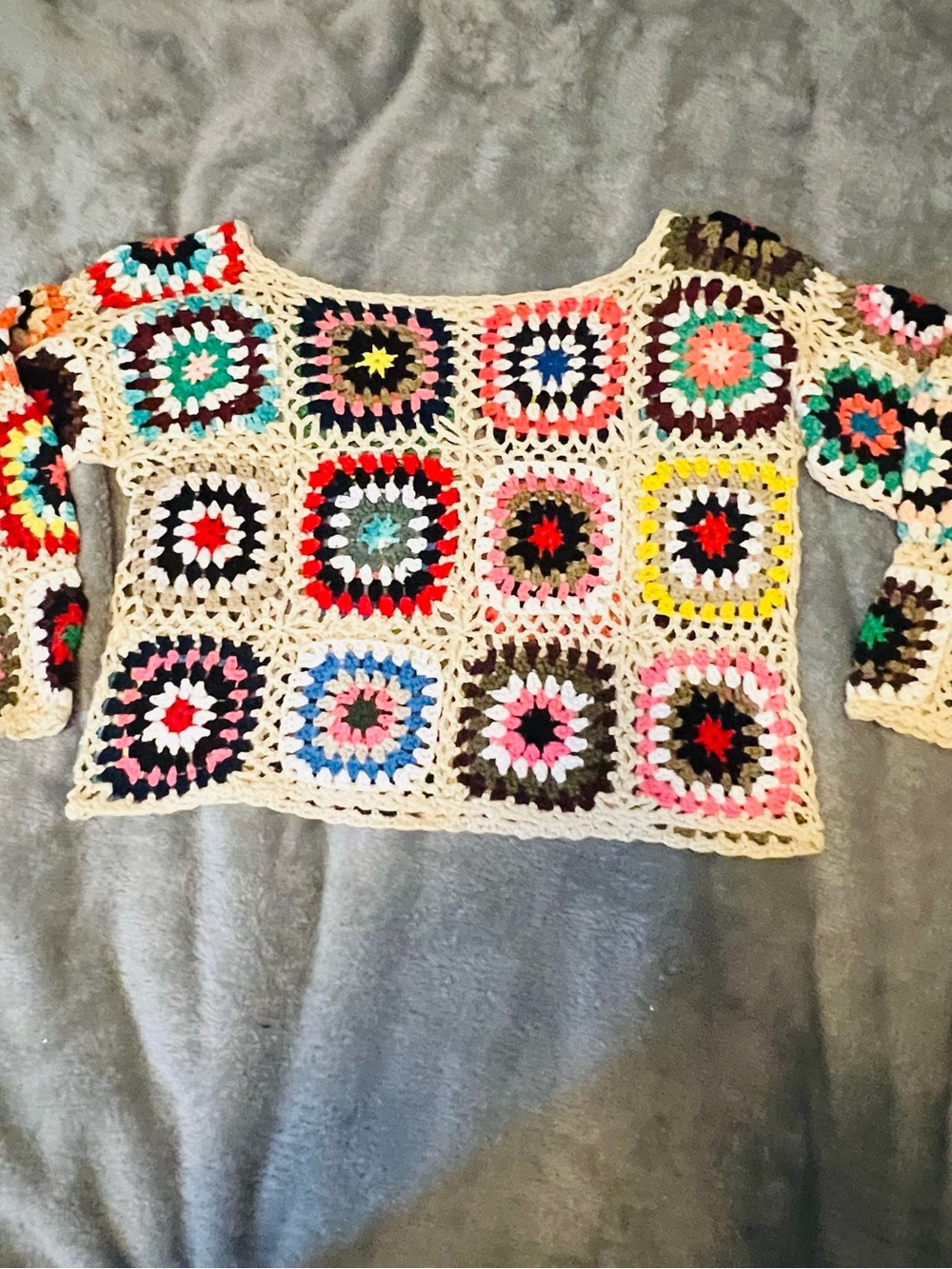Handmade Crochet Multicolor Multicolor Sweater - Perfect for Summer !